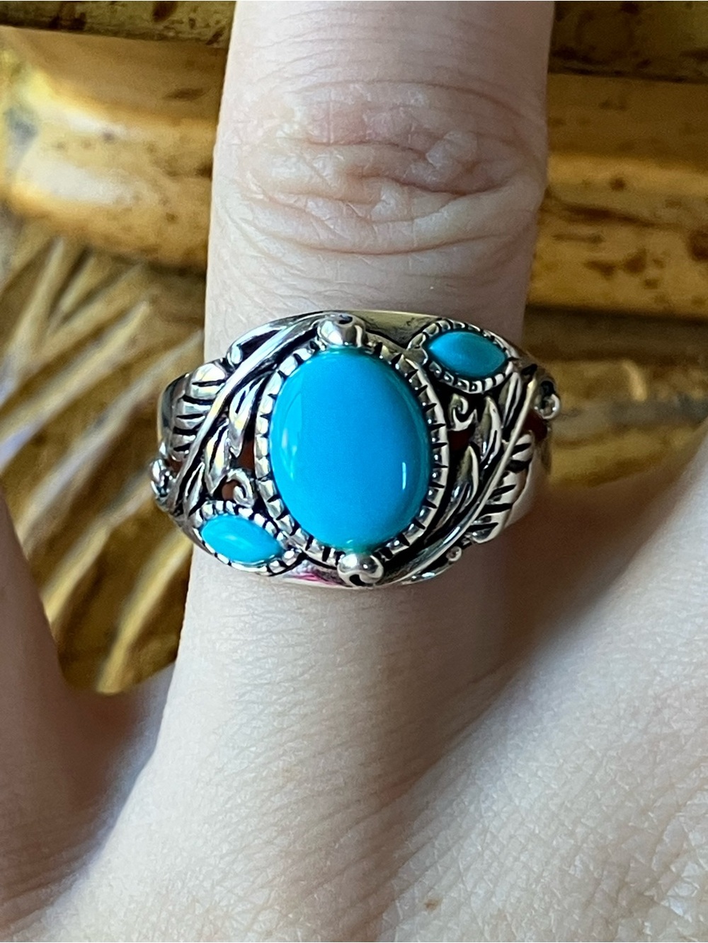 Sleeping Beauty Turquoise Sterling Silver Ring Size 9